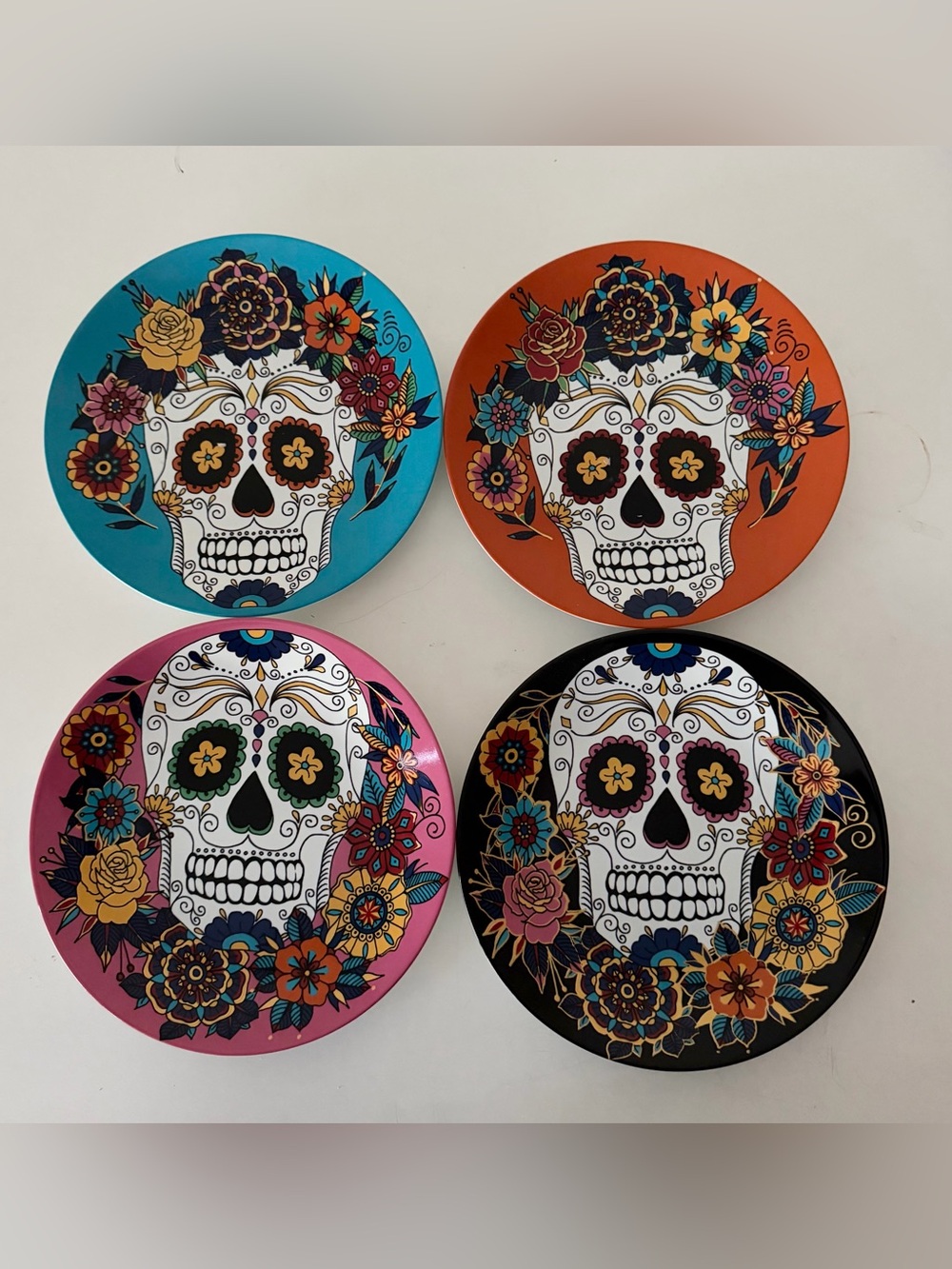 William Sonoma Day Of The Dead Salad Plates Set Of 4